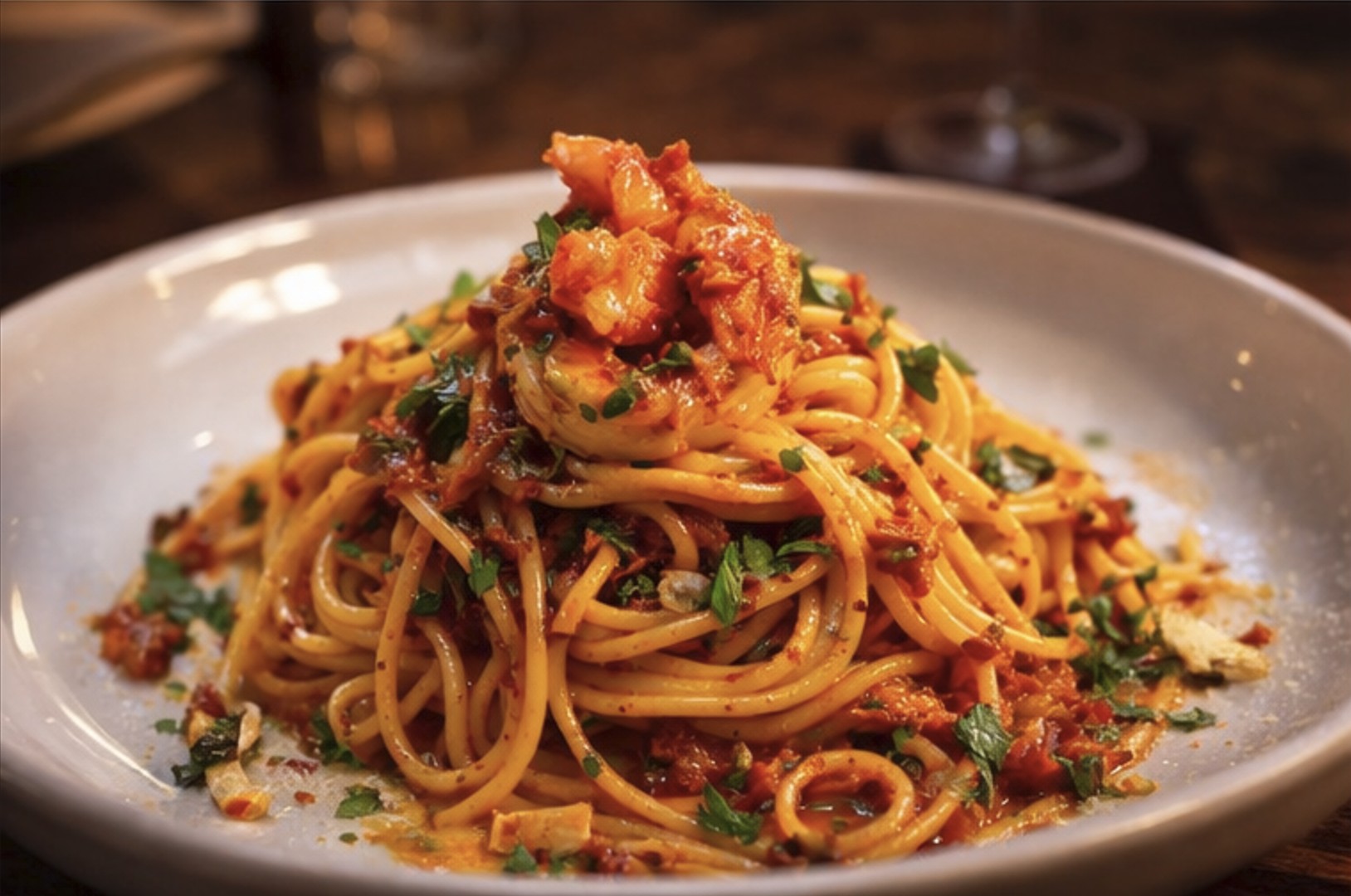 Handmade Italian pasta with Asian-inspired flavors at SESAMO in italian restaurant in nyc midtown