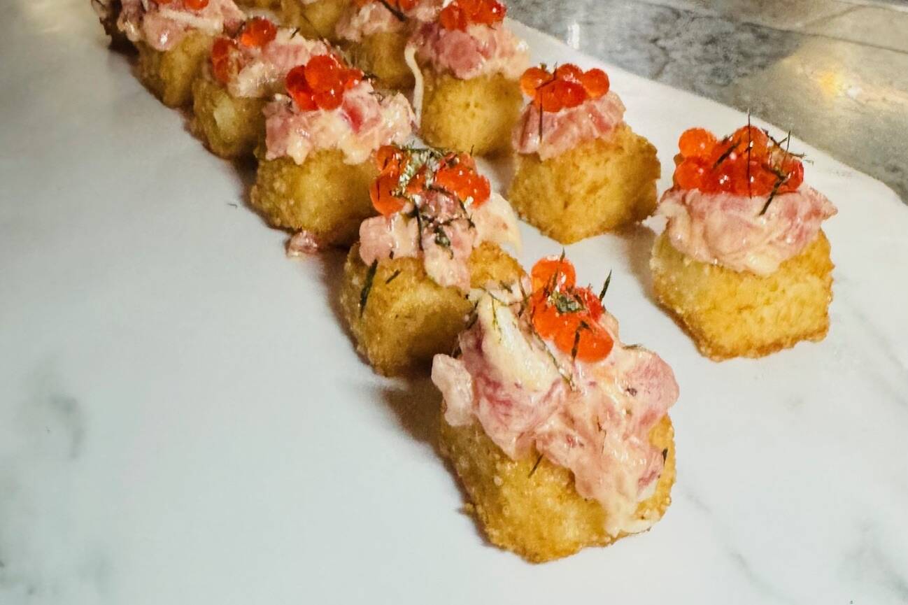 Lardo Dumplings in NYC: There Is Only One Place and It Is in Hell's Kitchen Best brunch Hell's Kitchen crispy bites topped with salmon roe