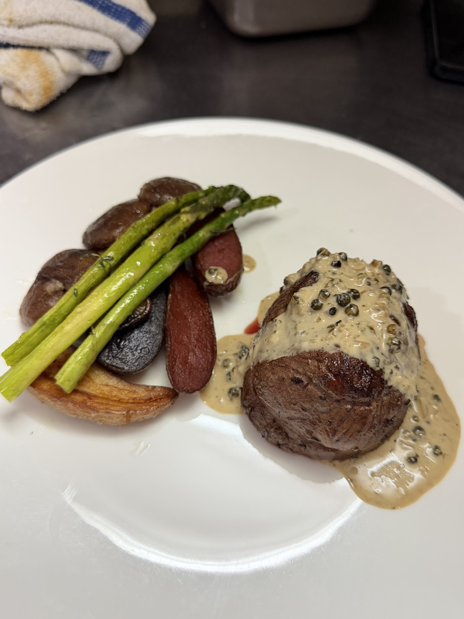 Filet mignon with wild mushrooms at Sesamo, Hell's Kitchen NYC